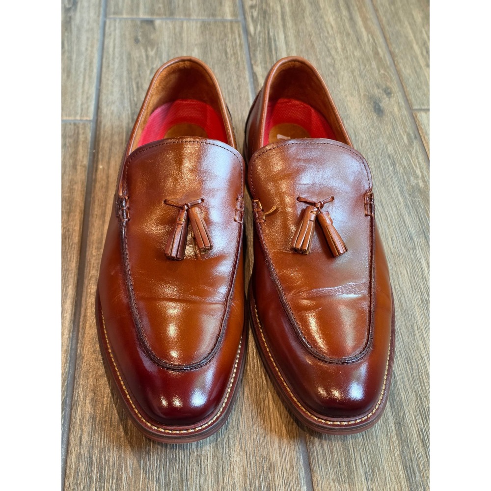 Stacy Adams Metcalf Mens Cognac Leather Tassel Loafers Dress Shoes 10M